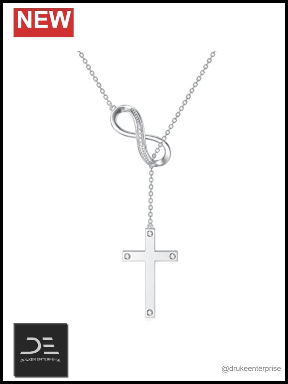Sterling Silver Diamond Cross Infinity Necklace for Women Pendant Religious